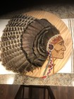 Brave Warrior Native American Indian With Feathers 18  Wall Hanging Homemade
