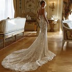 Mermaid Wedding Dress Pearls Beaded Strapless Appliques Detachable Bridal Gown