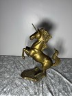Gold Tone Rearing Unicorn Figurine Statue Fantasy Unicorn Collectible Decor