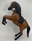 Vintage Leather Mache Wrapped Horse Statue Rearing Figurine Equine 14 