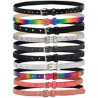 Childrens Faux Leather Skinny Belts Kids Belt Girls Glitter Waist Belt Strap A    