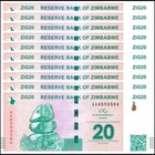10 X Authentic Zimbabwe 20 Zig Gold Dollars  Currency Paper Money  Unc  Qr Code