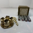 Vtg Avon Golden Vanity Lipstick Holder Caddy Mirror Box   4 Lipsticks Regency