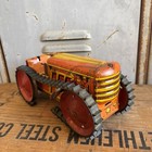 Vtg Marx Climbing Tractor Tin Litho Wind Up-broken Track Orange yellow red   