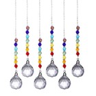 Set Of 6 Feng Shui Hanging Crystal Suncatcher Chakra Beads Prism Pendant Decor
