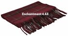 Classic Handmade 100  2-ply Cashmere Plaid Scarf 62 x12  Neck Muffler  Burgundy