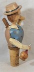 Vintage Wood Mechanical Bottle Stopper Cork Smoking Cigar Drinking Wine Works