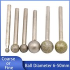 6-50mm Ball Round Diamond Burr Rotary Grinding Drill Bit 6 8mm Shank Coarse fine