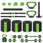 Adjustable Dumbbells 88 Lbs Black Green Free Weight Home Gym Equipment Set