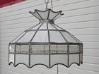 Vtg Tiffany Style Large Hanging Stained Glass Swag Lamp pendant White