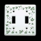 4 Vintage Light Switch Plate White Porcelain Ivy Double Toggle