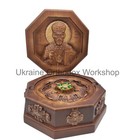 Reliquary Box Carved Orthodox Wooden Handcarved Icon Saint Nicholas 7 48 