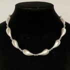 Vintage Mexico Sterling Silver Retro Tear Drop Link Necklace 18 Inch