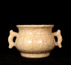 Old Chinese Song Ge Kiln Incense Burner And Box W ear U1701