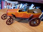 Nice Vintage 1920 s  Strauss Tin Litho Wind Up Trik Auto Touring Car W  Driver