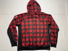 Eskimo Ice Fishing Gear Hooded Sweatshirt Red Black Buffalo Plaid Lace Up Size L