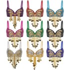 Us Womens Belly Dance Tops pant Shiny Beaded Tassels Stage Performance Costume
