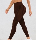 Brown Stretch Pull On Leggings Gym Yoga Pants  Womens Size M Casual Tummy Contro