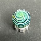 Contemporary Handmade Art Glass Marble  66  Uv Reactive Swirl Mib Blue Green Hue