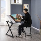 Art Desk Drafting Table Craft Work Station Drawing Desk W adjustable Tabletop