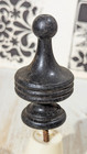 Antique Turned Wood Finial  Banded W Ball Top  Painted Black  Reclaimed Salvage