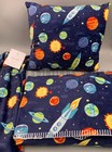 Pottery Barn Kids Navy Solar System Blanket Pillow Nap Set Bag  b5032