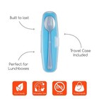 Smart Stainless Steel Spoon And Fork With Carrying Case bpa Free  Blue
