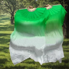 Pair  left right  Belly Dance Carnival Gradient Color Silk Bamboo Fan Veil
