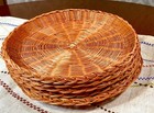 Vintage Orange Wicker Paper Plate Holders Picnic Plates Set Of 5