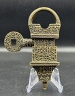 Rare Islamic Brass Padlock With Key Arabic Calligraphy Engraved Decorative Lock 