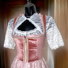 New Large White Lace Dirndl Blouse High Keyhole Neck Vneck Top Shirt Oktoberfest