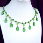 Green Glass Necklace 17  Vintage Glass Czech Beads Art Deco Style