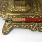 Antique Ornate Cast Brass Double Inkwell Desk Stand Victorian 19 Century Read