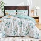 Leaves Comforter Sheet Set White Bed In A Bag 7 Pieces King King-7 Pieces Green