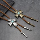 Bolo Tie For Men Western Cowboy Bolo Ties Turquoise Longhorn Horse Cross-silver