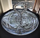 J hoare Nassau American Brilliant Cut Glass Handled Sandwich Plate