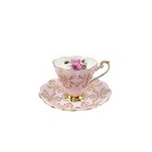 Royal Standard Red Rose Gold Scroll Detail Pale Pink Teacup Saucer