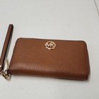 Michael Kors Brown Zip-around Wristlet Wallet        Logo  Wrist Strap
