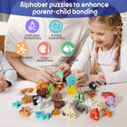 52 Pieces Matching Game  Wooden Alphabet Animal Puzzles For Toddlers  Abc Peg Pu