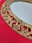 Vtg Ornate Oval Small Vanity Mirror 24 Kt Gold Plated  Frame 