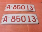 Old Vintage Enameled Bulgaria Military License Plate Registration Red Number Car