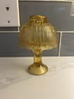 Rare Vintage Glass Tiara Amber Fairy Lamp Flowers Sandwich Glass Pattern