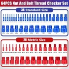64pcs Thread Checker  Nut And Bolt Thread Checker  36 Inch   28 Metric Box Set