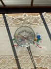 Hexagon Stem Cut Crystal Starburst Water wine Goblet 2 75  Diameter 6 75  Tall