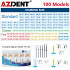 Azdent Dental Fg Diamond Burs For High Speed Handpiece Friction Grip 5pcs pack