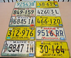 10-vintage License Plates  Dif  Colors   Lots Of Numbers   Letters  Lot 1 Crafts