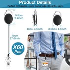 60 Pcs Retractable Badge Reels   Lanyards With Carabiner Clip For Id Cards   Key
