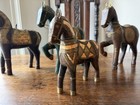 Vintage Armored Hand Carved Horse Wood With Brass   Copper Inlay 8 5  X 10 5 