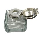 1-3 4  Square Clear Glass Inkwell- Antique Reproduction