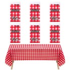  6 Pack Premium Disposable Plastic 6 Pack Rectangle Red Gingham Checkered